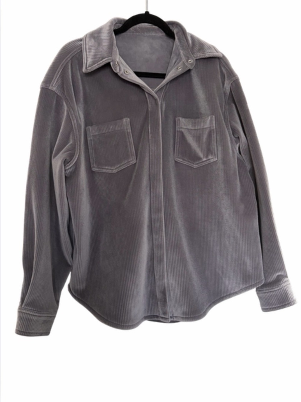 Alo Yoga Dark Lavender Ribbed Velour Mountain Side Shacket | M/L Oversized Soft